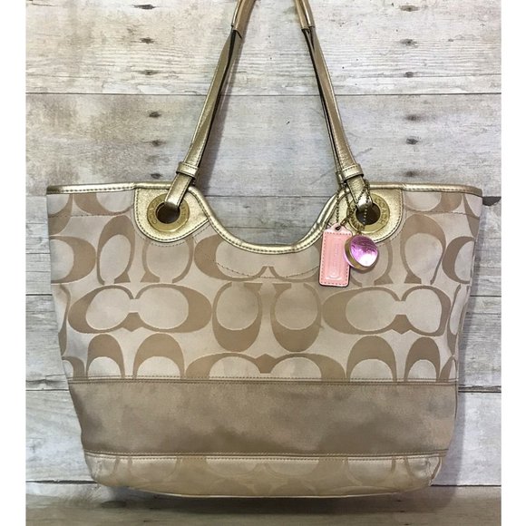 Coach Handbags - Coach Signature Stripe Large Beach Tote F19565